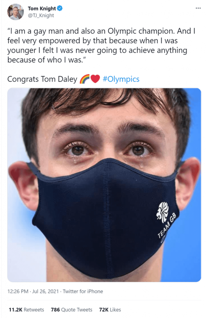 Tom Daley after winning the gold medal