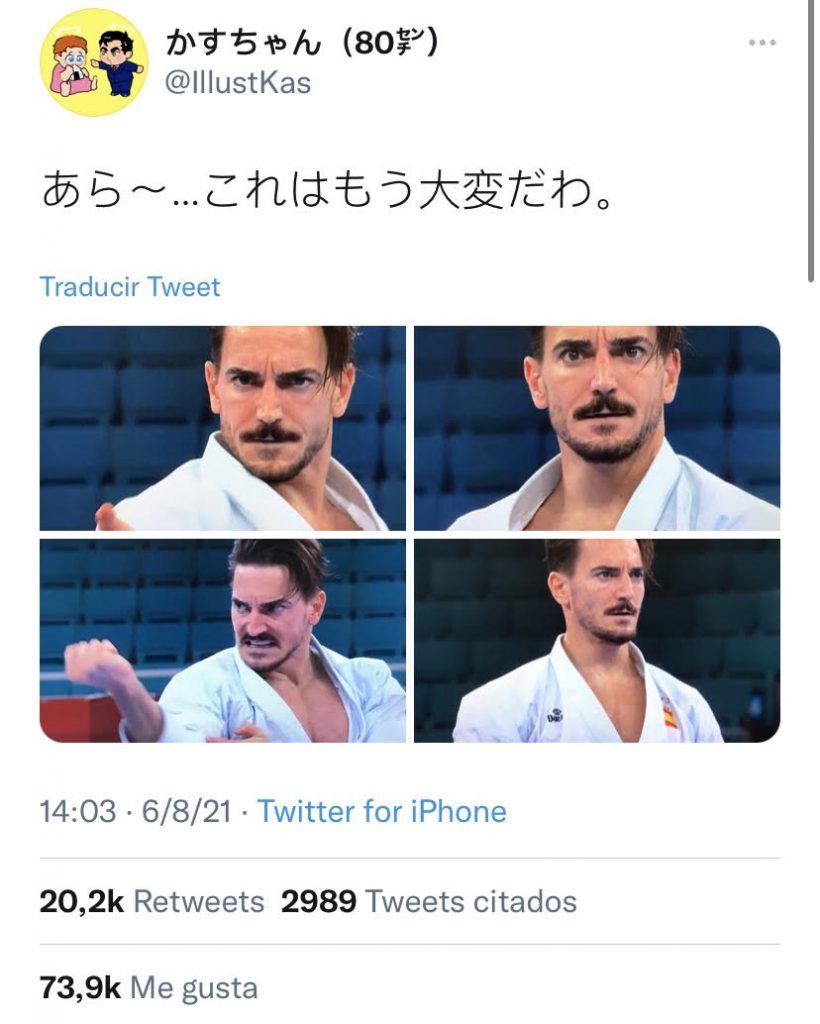 A new japanese fan showin her enthusiasm about spanish athlete Damian Quintero