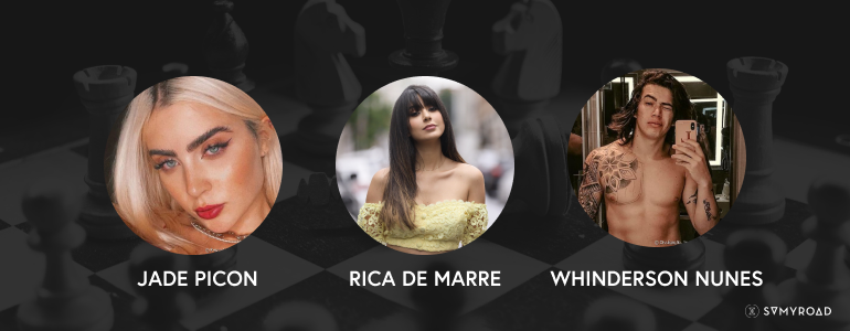 Influenciadores Digitais Jade Picon, Rica de Marre e Whindersson Nunes Influenciadores Jade Picon, Rica de Marre e Whindersson Nunes